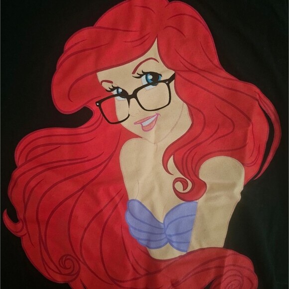Disney Ariel The Little Mermaid Graphic Tee XL Black Princess Cute Kawaii Y2K - Picture 4 of 9